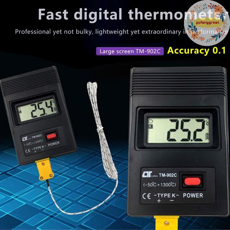 Pufanggreat TM-902C (-50C ถึง 1300C) เครื่องวัดอุณหภูมิ TM902C Digital K Type Sensor + Thermocouple Probe Detector TH