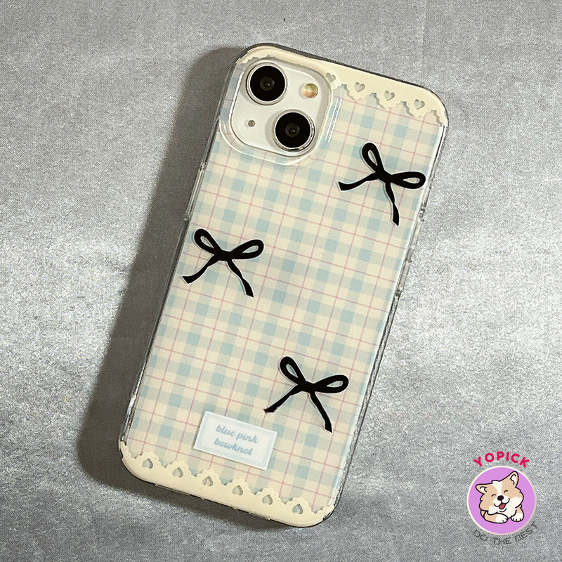 Blue check เคสโทรศัพท์สําหรับ iPhone 16 16Pro 16Plus 16Pro Max 11 12 13 14Plus 15Pro XR XS Max 7 8Plus การ์ตูนฝาครอบโทรศัพท์ผู้ถือโซ่สาว BB - รูปที่ 2