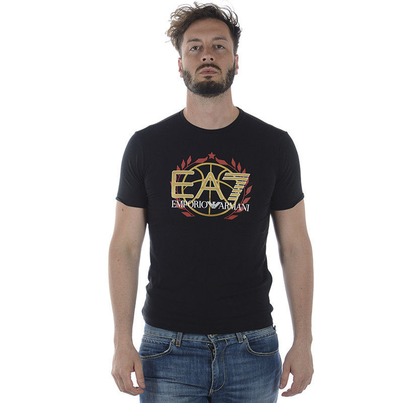 Ea7 พิมพ์แฟชั่นลําลองเสื้อยืดแขนสั้น 3ZPT93PJ03Z ป้ายคอปก + Tag