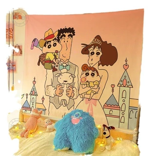 ผ้าแขวนข้างเตียงการ์ตูน Crayon Shin-chan สำหรับหอพักนักเรียน ผ้าพื้นหลังน่ารัก ผ้าห้องนอน ผ้าติดผนังภาพซีรีส์การบำบัด