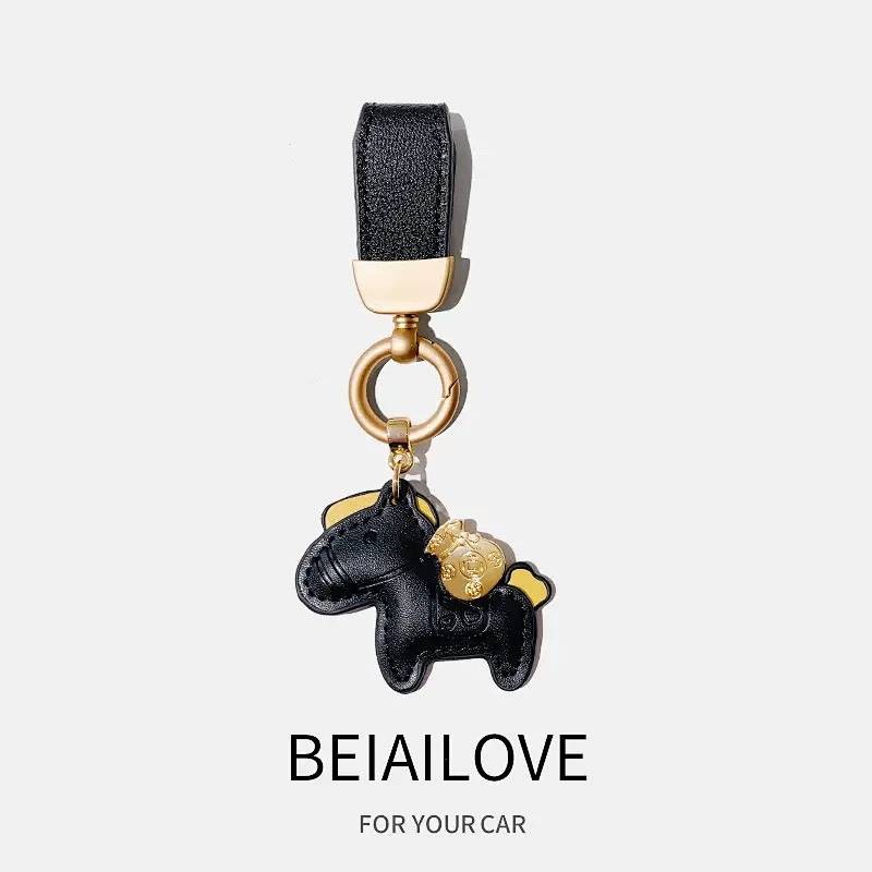 Immediately Rich Keychain Creative Cartoon Leather Exquisite Men and Women Key Chain Circle Hanging 