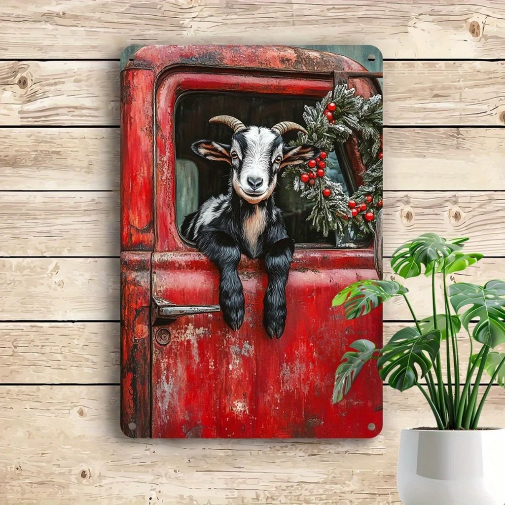1ชิ้น8x12นิ้วชนบทแพะคริสต์มาสป้ายโลหะปักแผ่นโลหะผนังนํามาใช้ใหม่งานศิลปะสําหรับบ้านคลับคาเฟ่ตกแต่งวันหยุด - รูปที่ 5