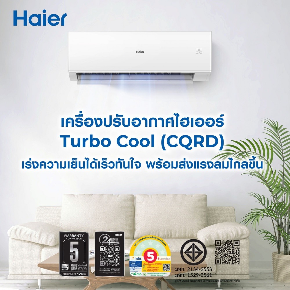 PJ168 Haier เครื่องปรับอากาศ Fix Speed 12000 BTU HSU-13CQRD03T