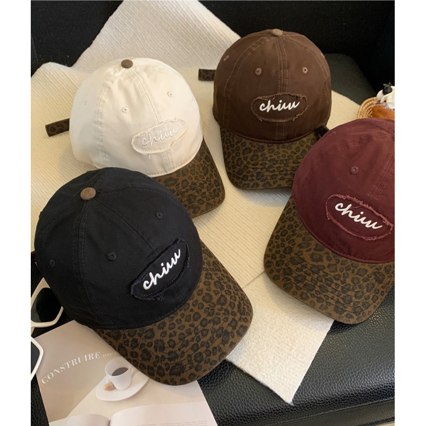 พร้อมส่ง🔥หมวกเบสบอลเสือดาว, หมวกเบสบอลปักบังแดดแบบปรับได้, ผ้าฝ้ายฮิปฮอปลําลองย้อนยุค Y2k Peaked หมวกหญิง