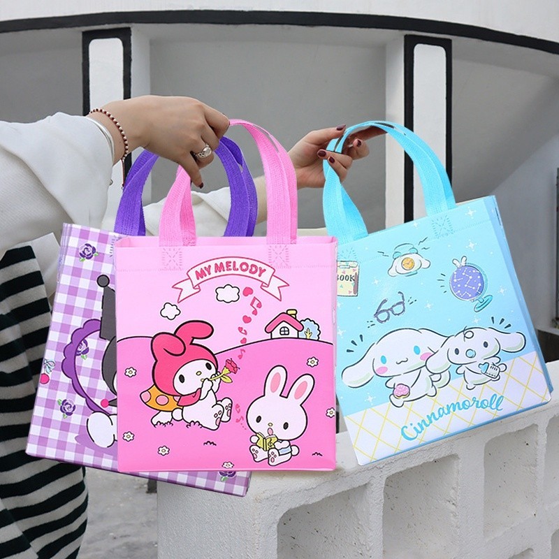 น่ารักๆพร้อมส่ง กระเป๋าถือ ลายการ์ตูน ถุงผ้าไม่ทอ ผ้าสปันบอนด์ ถุงหิวช้อปปิ้ง