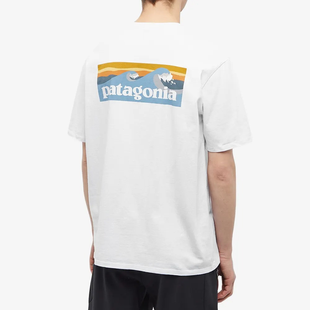 🍃 【HOT】 ของแท้ เสื้อ Patagonia Boardshort Logo Pocket Responsibili-Tee เสื้อยืดผู้ชาย