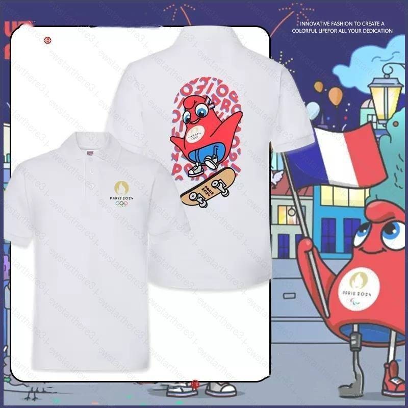 Ye Paris เสื้อยืดโปโล แขนสั้น พิมพ์ลายเกมโอลิมปิก The Phryge 3D แฟชั่นฤดูร้อน 2024
