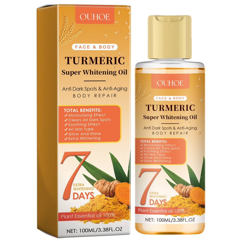 Ouhoe Turmeric Brightening skin Oil 100 มล. ซ่อมแซมเกราะป้องกันผิว ทําให้ข้อต่อนุ่ม กระจ่างใส และสว่างขึ้น