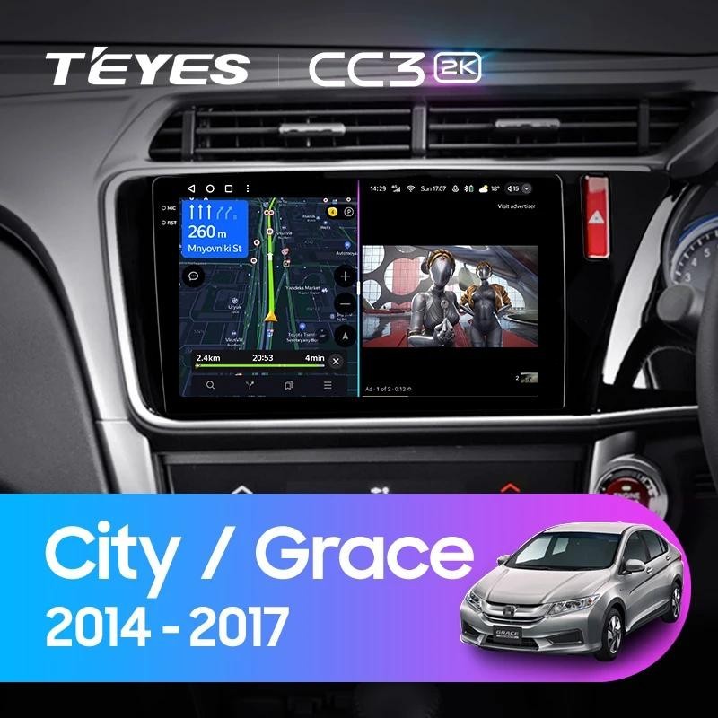 Teyes เครื่องเล่นมัลติมีเดีย วิทยุ CC3L CC3 2K GPS Android 10 No 2din 2 din dvd สําหรับ Honda City Grace 1 2014-2017