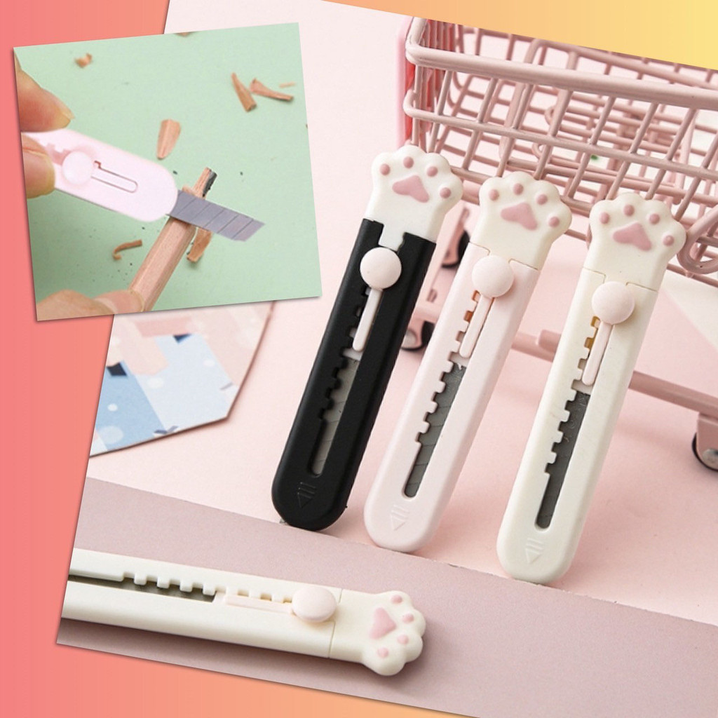 🌷 คัดเตอร์ มือแมว มีดคัดเตอร์ จิ๋ว มินิ ใบมีด คม ตัดกระดาษ พกพา อเนกประสงค์ วัดุพรีเมี่ยม 🌷