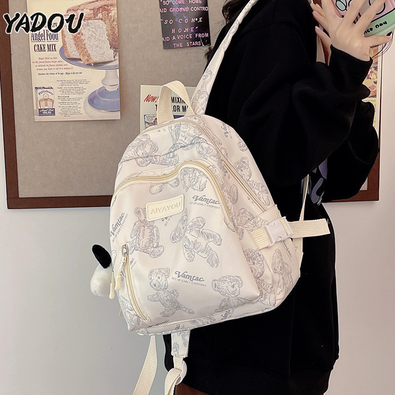 Yadou กระเป๋าเป้สะพายหลัง ขนาดเล็ก พิมพ์ลาย น้ําหนักเบา สไตล์เกาหลี ญี่ปุ่น เรียบง่าย สําหรับเด็กผู้หญิง