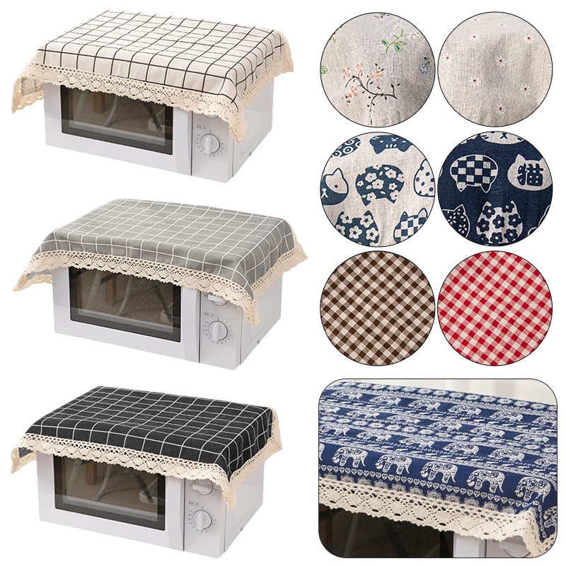 ผ้าปูโต๊ะเตาอบไมโครเวฟ กันฝุ่น ทรงสี่เหลี่ยม แต่งลูกไม้ กันลื่น เรียบง่าย สําหรับตกแต่งบ้าน