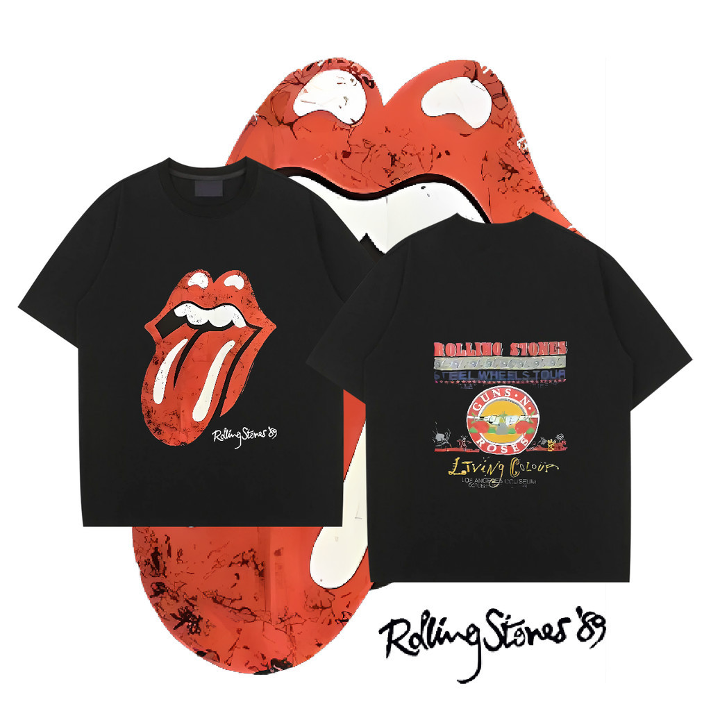 ⚡⚡Flash sale⚡⚡The Rolling Stones เสื้อยืด ผ้าฝ้ายยืดหยุ่น คอกลม ขนาดพลัส ยูนิฟอร์ม