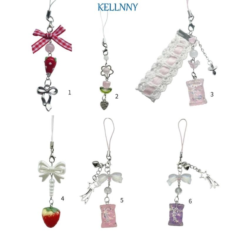 Kellny อะคริลิคที ่ ละเอียดอ ่ อนโทรศัพท ์ Charm พวงกุญแจสีสันสดใสลูกปัดพวงกุญแจอุปกรณ ์ เสริม
