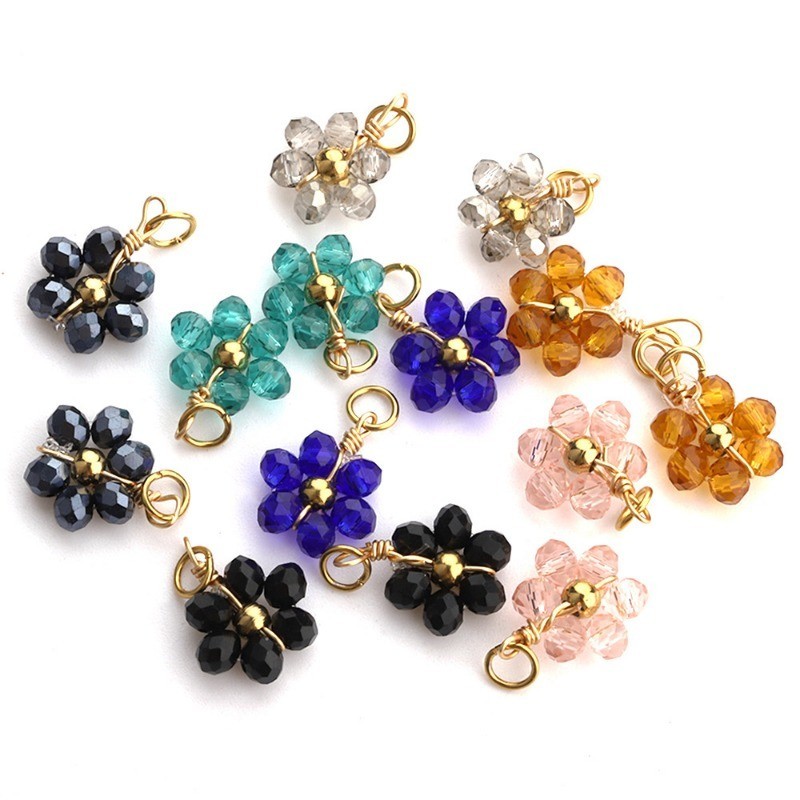 10pcs/pack สแตนเลสสีการเก ็ บรักษาลูกปัดขนาดเล ็ ก Daisy คริสตัลดอกไม ้ จี ้ Handmade diy สร ้ างสรรค ์ ต ่ างหูเลียนแบบจี ้ มุกจี ้