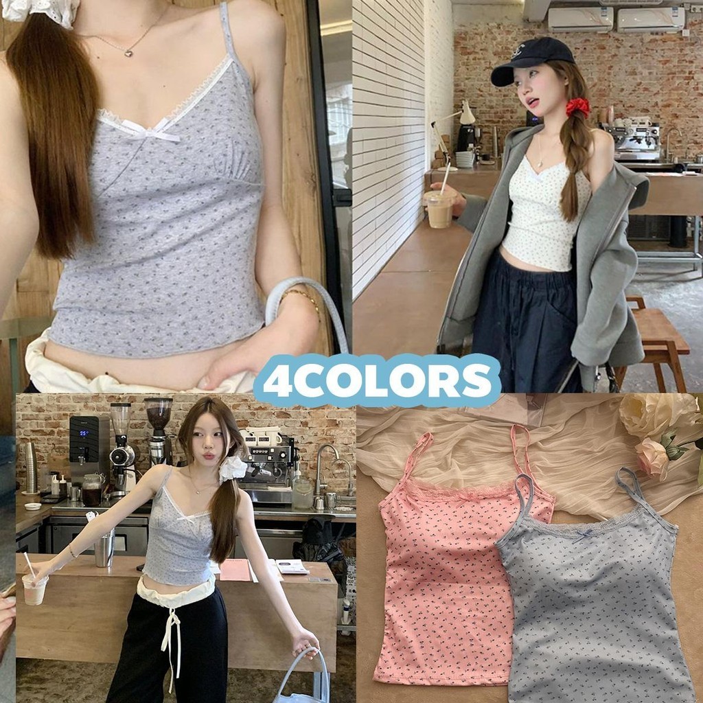 MIMI&DIDI.เสื้อสายเดี่ยว ฤดูร้อนเกาหลีสไตล์ใหม่ดอกไม้ขนาด เสื้อกั๊กผ้าไหมน้ำแข็งพร้อมแผ่นหน้าอกสำหรับผู้หญิง#X7210