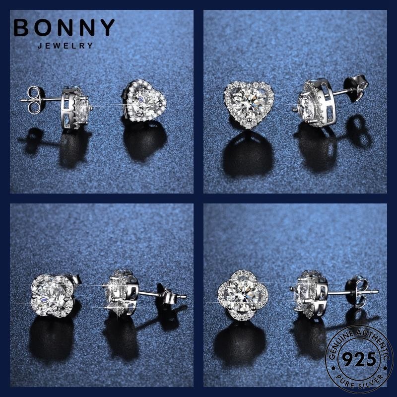 BONNY JEWELRY แท้ ผู้หญิง แฟชั่น เงิน ต่างหู ห่วง 925 ตุ้มหู เพชร M135