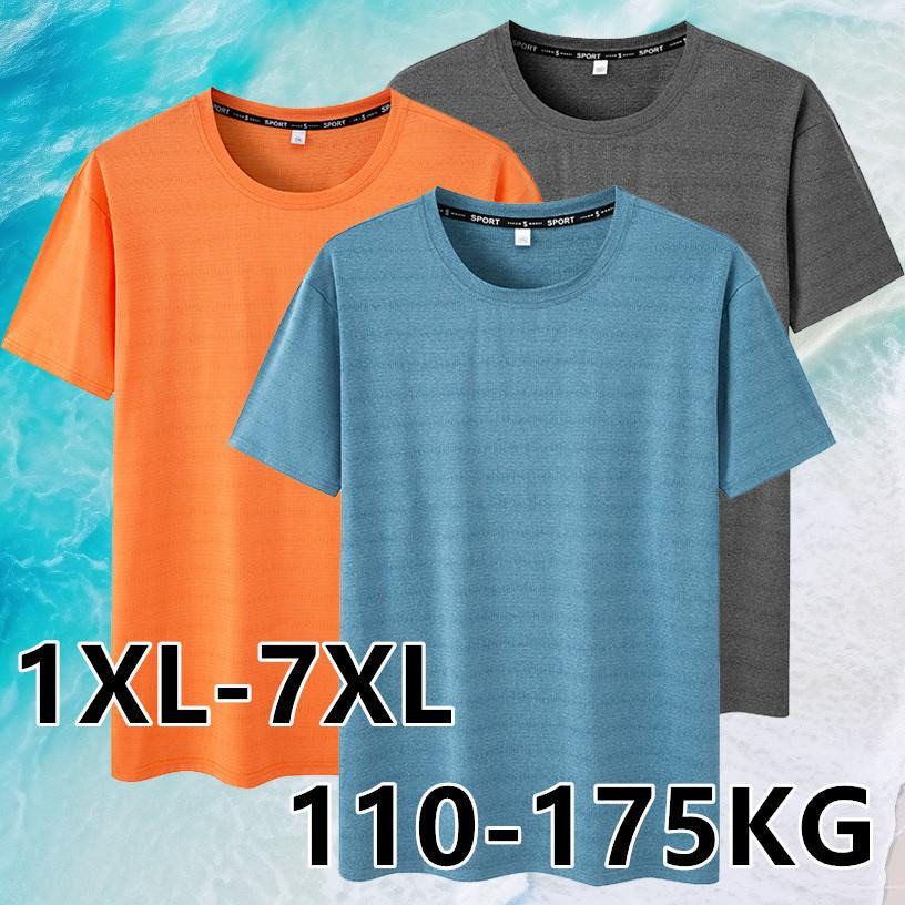 เสื้อยืดสําหรับผู้ชายขนาดบวก110-175กิโลกรัมฤดูร้อนกีฬาแห้งเร็วคอกลมแขนสั้นขนาดใหญ่ทีเสื้อผู้ชายขนาดใหญ่เสื้อผ้า