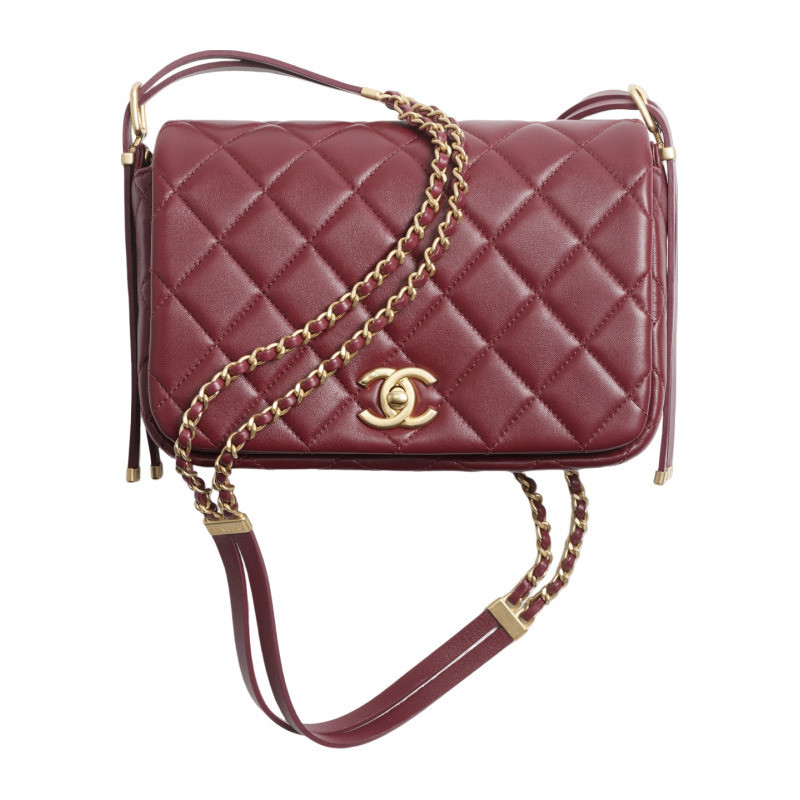 Chanel/Chanel Womens Bag PICCOLA Dark Brown Sheepskin Rhombic Quilted Flap Single Shoulder Crossbody