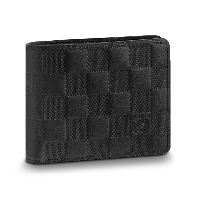 Louis Vuitton/Louis Vuitton New Men's Wallet LV SLENDER Checkerboard Leather Short Folding N63263