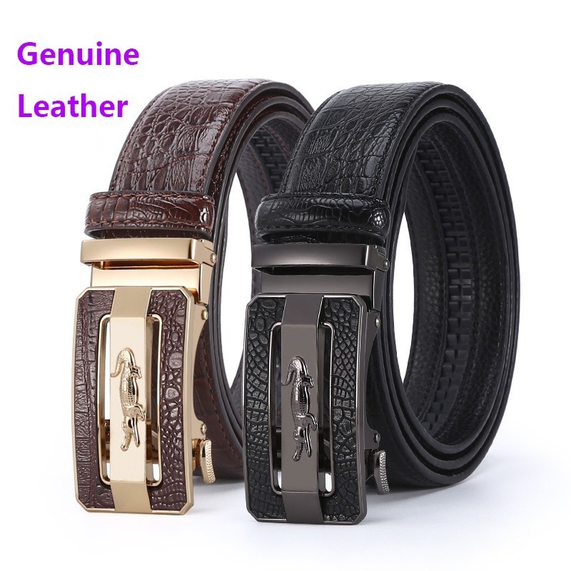 Crocodile men belt business automatic belt buckle young people contracted pure leather belt