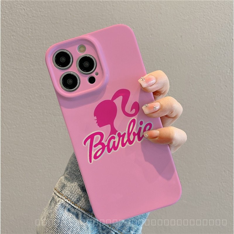 เคสโทรศัพท์ เหมาะสําหรับ iPhone 7 8 plus x xs xr xsmax 11 12 13 14 15 Pro max mini ins สีตุ๊กตาบาร์บี้ฟิล์ม Hard Case Shock-proof Shock-proof เคสป้องกัน