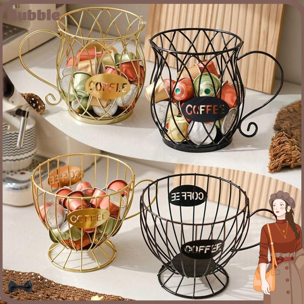 Bubble Coffee Pod Capsule Holder , Gold/Black Ironwork Display Rack , Hollow Out Hollow Out Display Rack ผลไม ้