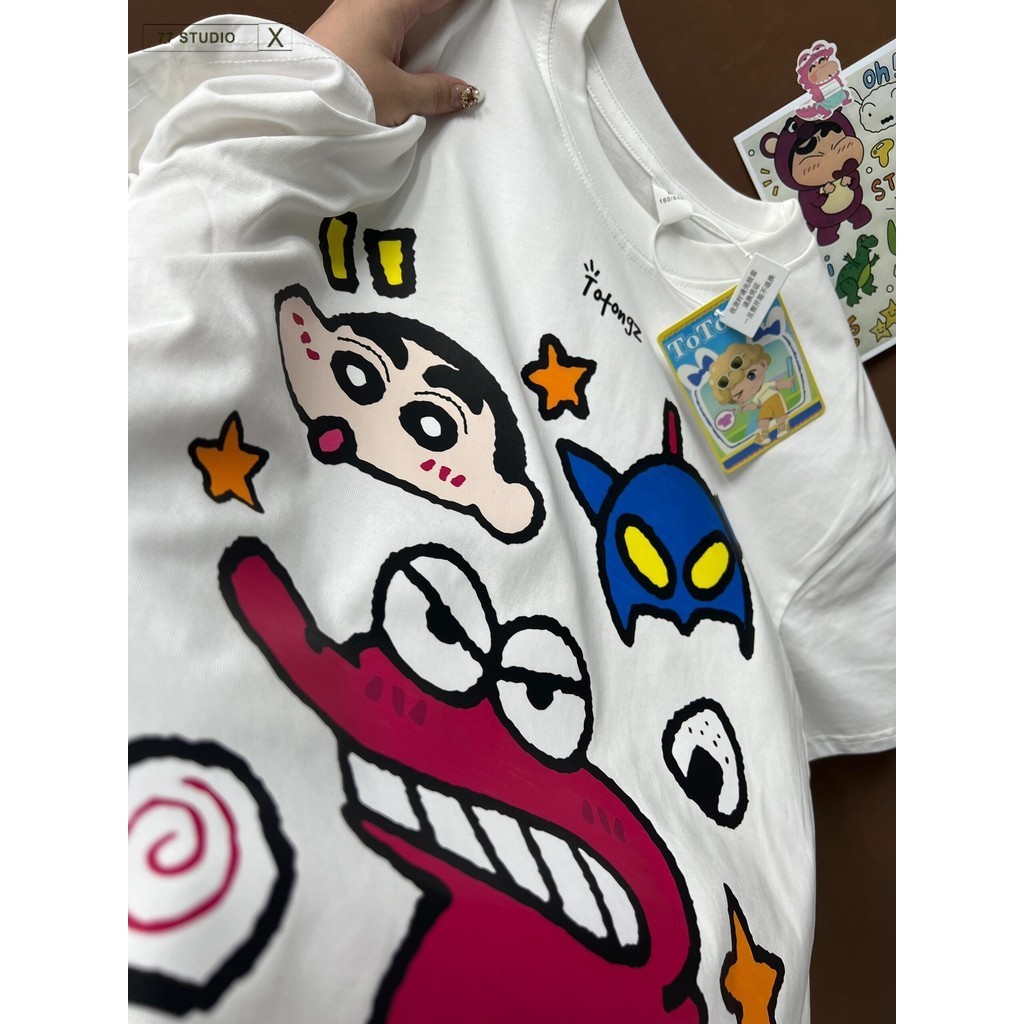 ส่งของทุกวันเสื้อยืดไซส์ใหญ่ เสื้อยืด ใส่สบายๆ น่ารัก สไตล์เกาหลี oversize การ์ตูนน่ารัก 100%ผ้าฝ้าย S-3XL