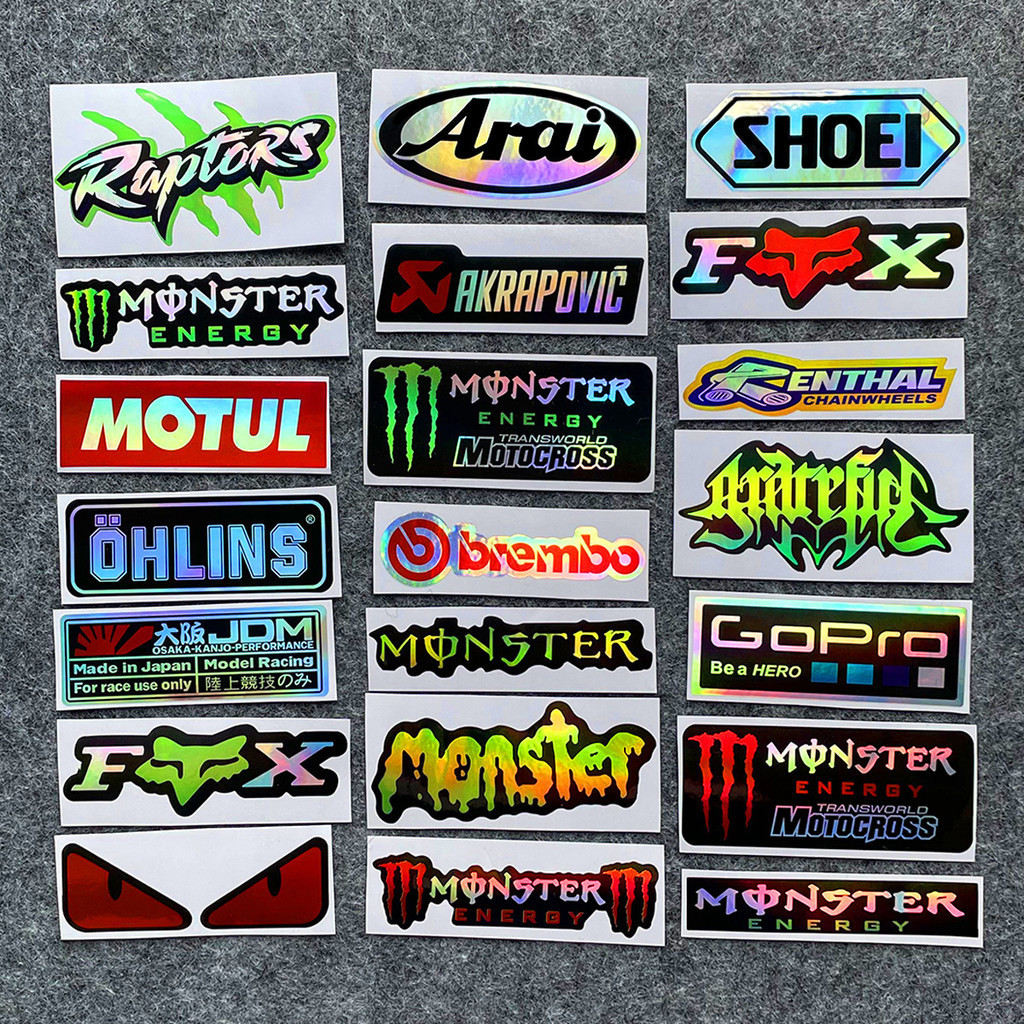 มอไซ สกูตเตอร์ สติ๊กเกอร์ สะท้อนแสง หมวกกันน๊อค โช๊คหลัง กันน้ำ บังโคลน ตกแต่งรถ Monster Shoel Motul