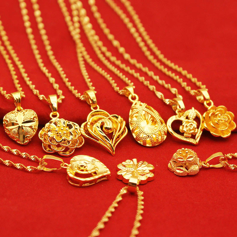 916 เกาหลีชุบทองจี ้ สร ้ อยคอผู ้ หญิงพีชหัวใจจี ้ ดอกไม ้ Hollow Water Droplet Clavicle Chain