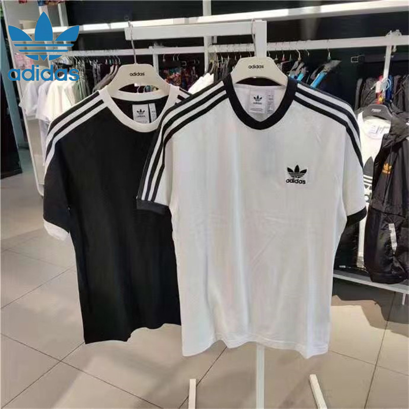 ADIDAS ปักโลโก้ อาดิดาส 100% ต้นฉบับผ้าฝ้ายแขนสั้น เสื้อยืด คู่เสื้อยืด จุดต่ําสุด เสื้อรอบคอเสื้อยืดผู้ชายท็อปส์ เสื้อยืด สําหรับผู้หญิ