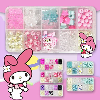 ประดับด้วยลูกปัดมือ DIY Sanrio🔥🔥ชุดร้อยลูกปัด Kuromi เซ็ตลูกปัด ชุดลูกปัด diy พร้อมอุปกรณ์ อุปกรณ์เสริมผมหญิงสาว