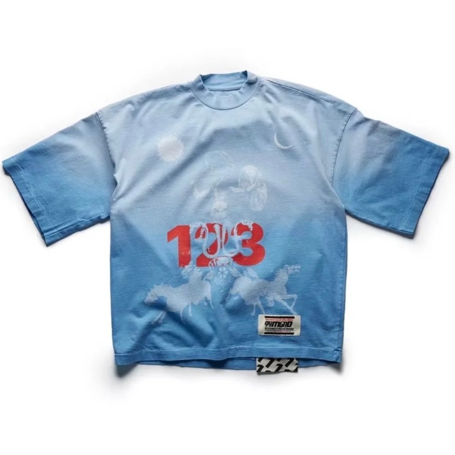 High Street Graffiti Letter Print " Fasting for Fasting เสื ้ อยืดเร ็ วขึ ้ น แขนสั ้ นคอกลมหลวม