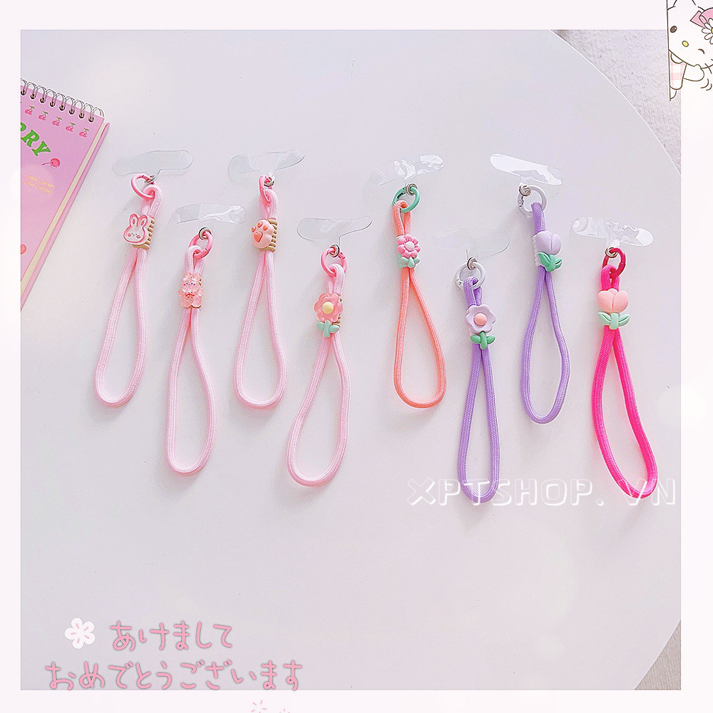 SANRIO Cat Claw กระต่ายทิวลิปสั้นแขวนเชือกSanrioจี้เชือกเส้นเล็กโทรศัพท์เชือกสายคล้องKpopอุปกรณ์เสริมจี้เงินลูกปัดสร้อยข้อมือพวงกุญแจigตกแต่งเชือกเส้นเล็ก