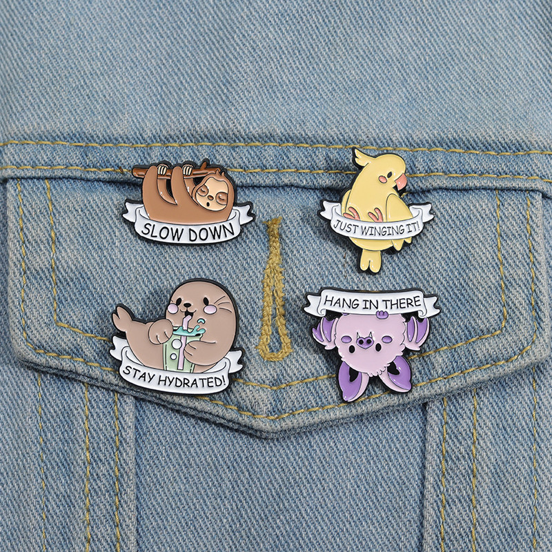 2-7 ชิ้น/เซ็ตสัตว์กบแมว Pins ชุดเข็มกลัดการ์ตูน Sloth รูปที่ 6