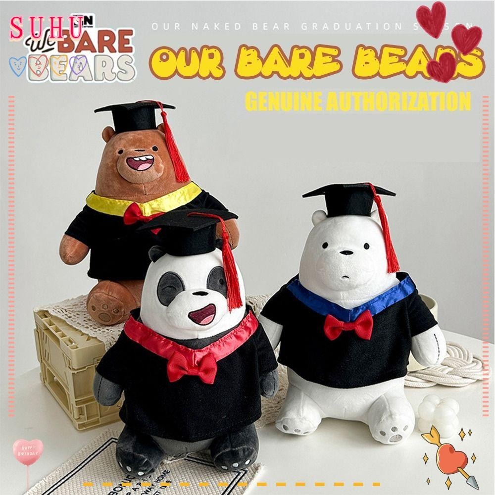 ของเล ่ นตุ ๊ กตา SUHU, We Bare Bears 27ซม . ดร . Cap Panda Dolls, Graduation Season Grizzly Bare Bear Peluche Toy Panda Plushies