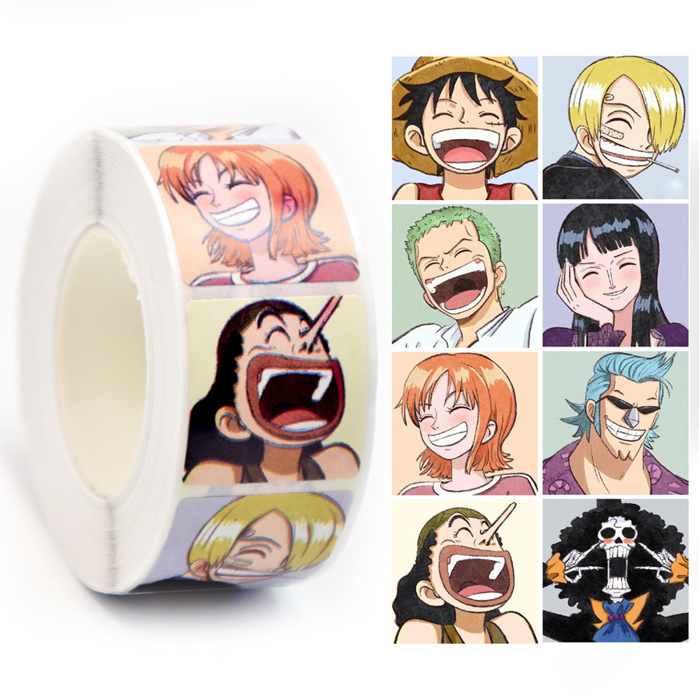 500 ชิ้น/ม้วนการ์ตูนน่ารักป้าย PAW Patro/Sanrio Family/Genshin Impact/One Piece King/SpongeBob/Doraemon/Ultraman Theme Series สติกเกอร์ปิดผนึก