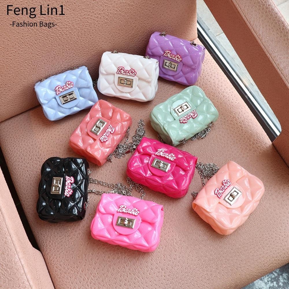 Fengling กระเป ๋ าสะพายไหล ่ , Diamond Grid Pattern Mini Phone Bag, Cute Jelly Pink Messenger Bag ของขวัญวันหยุด