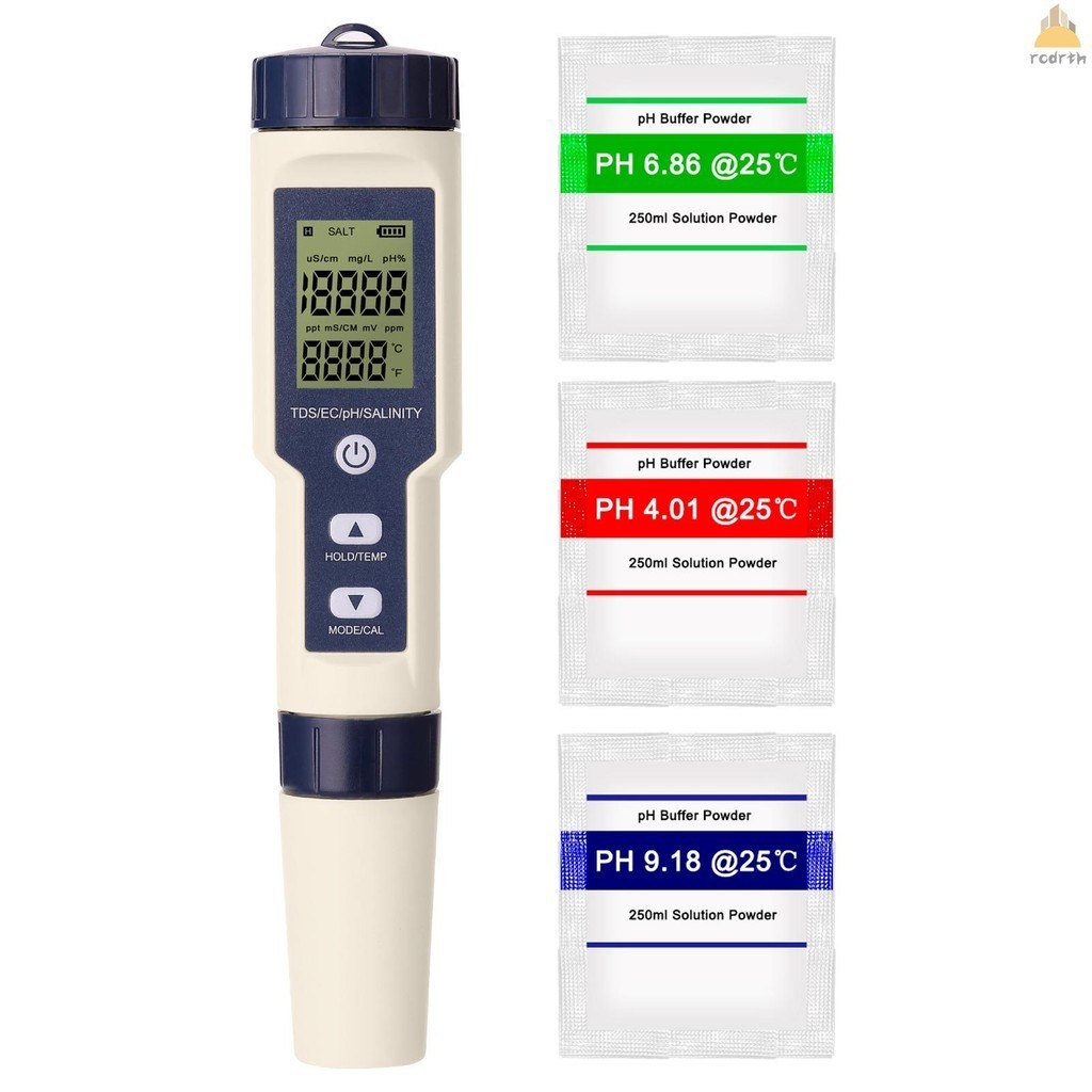 1 Professional Combo Meter Ph/ec/tds/salinity/thermometer Tester In1 In 1 Combo Meter Ip67 กันน ้ ํา Ph/ec/tds/salinity/tometer Tester Water Temp Meter Tester Fast ] [local -