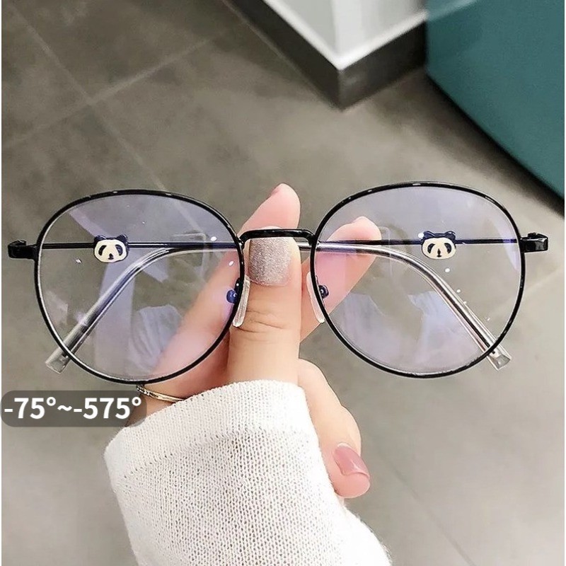 แว่นตาสายตาสั้น แฟชั่นใหม่ หูแมว ป้องกันแสงสีฟ้า แว่นตา เทพธิดา -75°~-575°  น่ารัก อินเทรนด์ โลหะ กรอบแว่นตา ผู้หญิง ป้องกันรังสีพิเศษ TX-098