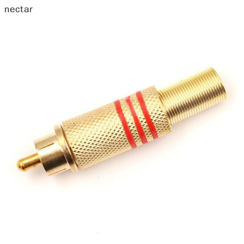 Tar 10 ชิ้น RCA Connector ชายแจ็คปลั๊กเสียง Vedio เชื่อมทองสีแดงสีดํา N