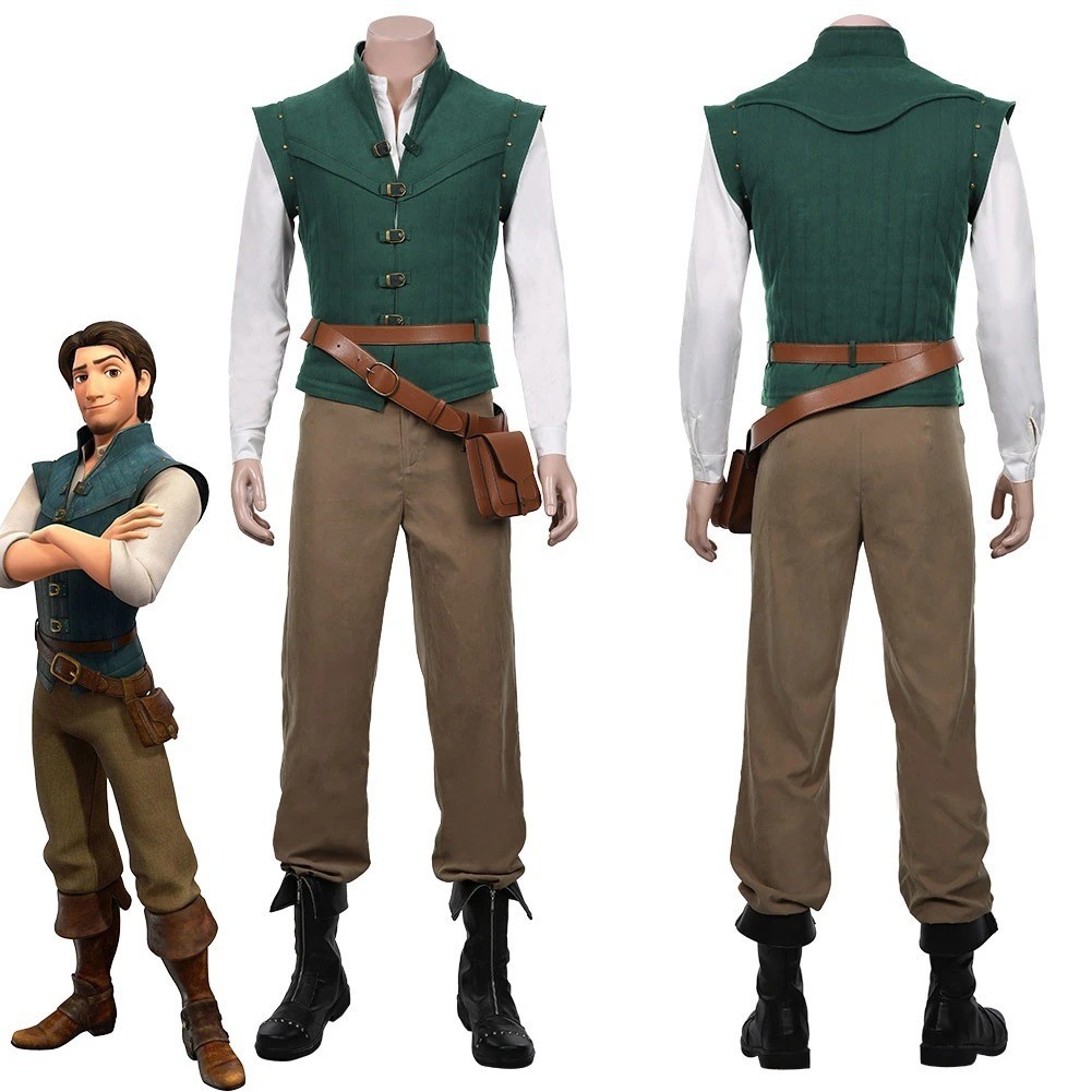 Flynn Rider คอสเพลย์เครื่องแต่งกายผมยาวเจ้าหญิง Magical Romance Rapunzel Prince บทบาทเล่นเครื่องแต่งกายฮาโลวีนเครื่องแต่งกาย