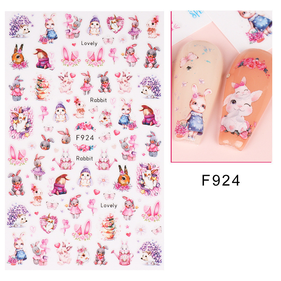 3ง สติ๊กเกอร์ติดเล็บ ง เอแคลส์ ที่มีสีสันน่ารักกระต่ายออกแบบสติกเกอร์กาวตกแต่งเล็บ