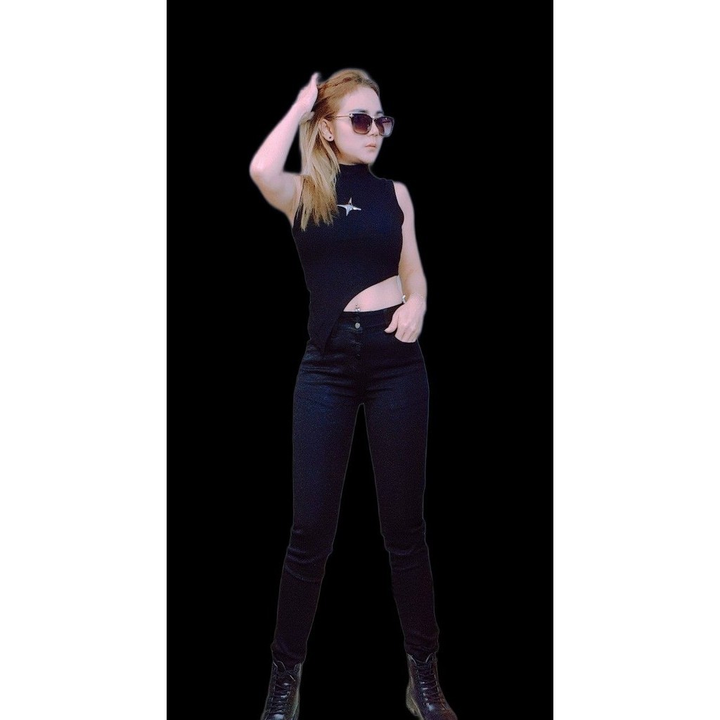 ป้ายแท้ กางเกงผ้าฮ่องกงป้าย Carafe 731 สีดำ เอวสูง 5กระดุม ขายาว - รูปที่ 4