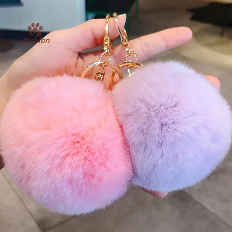 [แฟชั่น] 8 ซม.น่ารัก Key Soft Fluffy Fur Ball พวงกุญแจ Fluffy Key Chains Trinkets Pom Pom พวงกุญแจผู้หญิงกระเป๋าจี้เครื่องประดับ Key Chain Ch {TH}