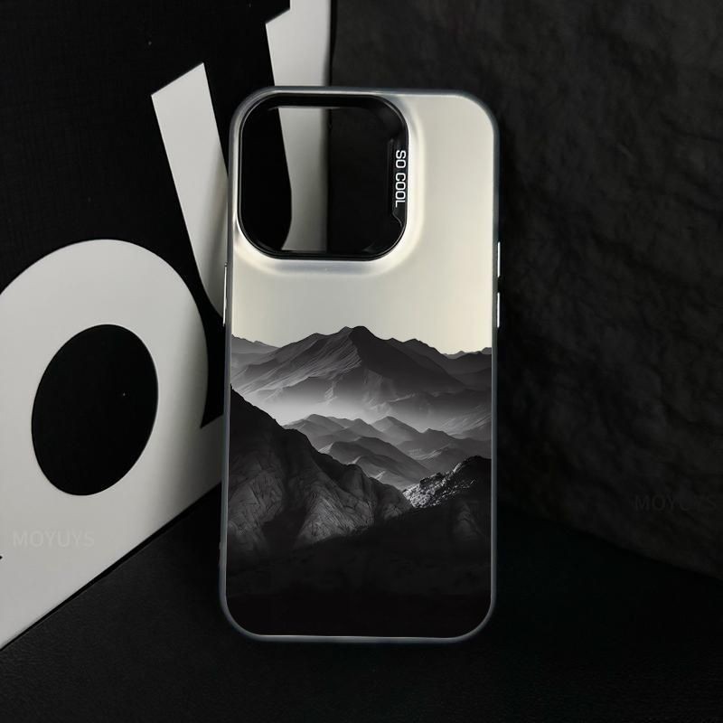 เหมาะสําหรับ iPhone x/xs/xr/xsmax/7/8plus/11Promax/12/13/14Promax/15 Black Mountain Pattern Electroplating Color Phone Case
