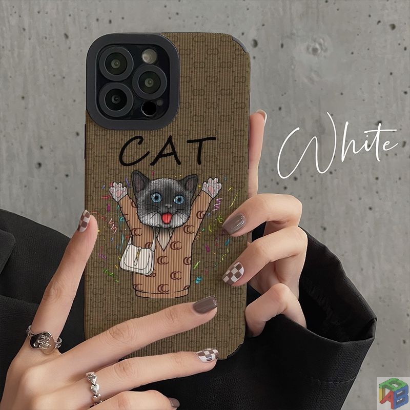 หรูหราแบรนด์ใหญ่แมว Apple 14/15/16promax/13promax เคสโทรศัพท์ 8 xr เลียนแบบหนัง IPhone6Plus/7 นุ่ม SE3/11pro เคสโทรศัพท์หนัง