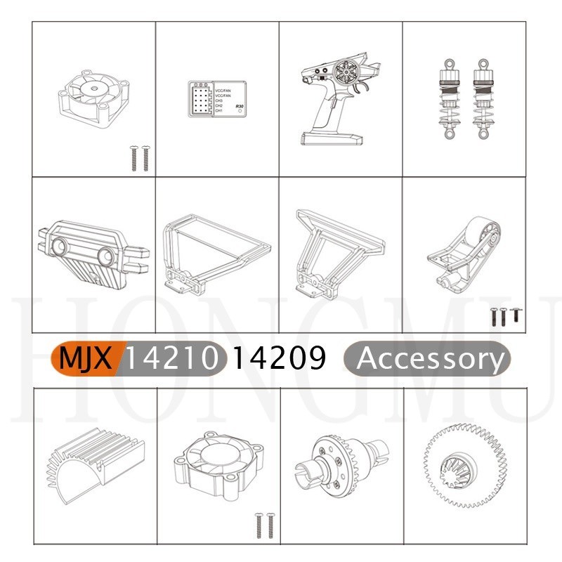 Mjx hyper go 14210 14209 Original รถ Anti-Collision Titable ล้อ Swing Arm พวงมาลัยเกียร์พวงมาลัยมอเต