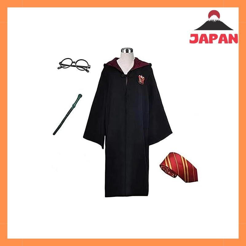 [Direct from Japan][Brand New][RinMart] Harry Potter Costume Set Gryffindor Style (Robe + Glasses + Tie + Magic Wand) 4-Piece Costume Set for Men and Women (XS)