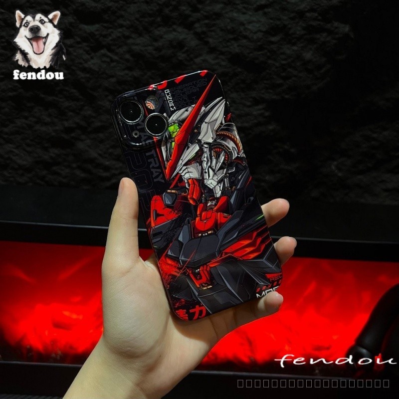 สีแดงgundam Mechaเคสโทรศัพท์เหมาะสําหรับiPhone7 8plus 15promax 14plus 13promax 15 14 13 12 11 12pro XS X XR XSMAXกันกระแทกเคสแข็งเคลือบเงาป้องกันกรณี 2DPT - รูปที่ 2